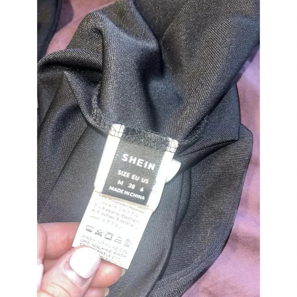 Shein Womens Medium‎ Black Tank Top With Adjustable Tie Straps A31 - Picture 3 of 4
